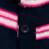 Πλεκτό πουλόβερ με ροζ ρίγες, σκούρο μπλε Benetton 213044 2