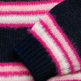 Πλεκτό πουλόβερ με ροζ ρίγες, σκούρο μπλε Benetton 213045 3