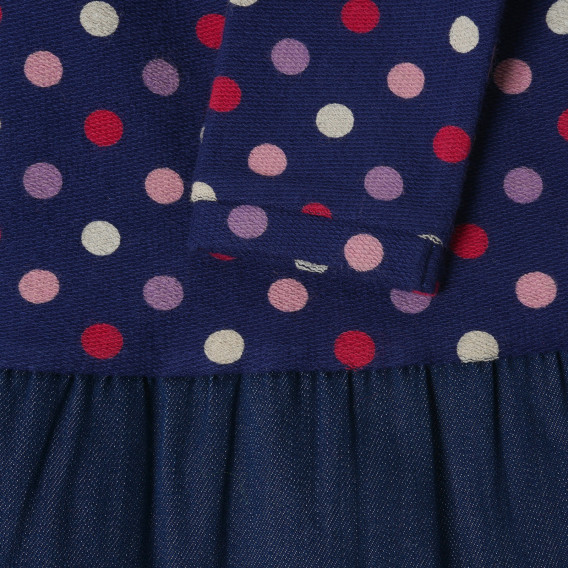 Μπλε βαμβακερό φόρεμα με μακριά μανίκια και εκτύπωση για μωρό Benetton 213141 3