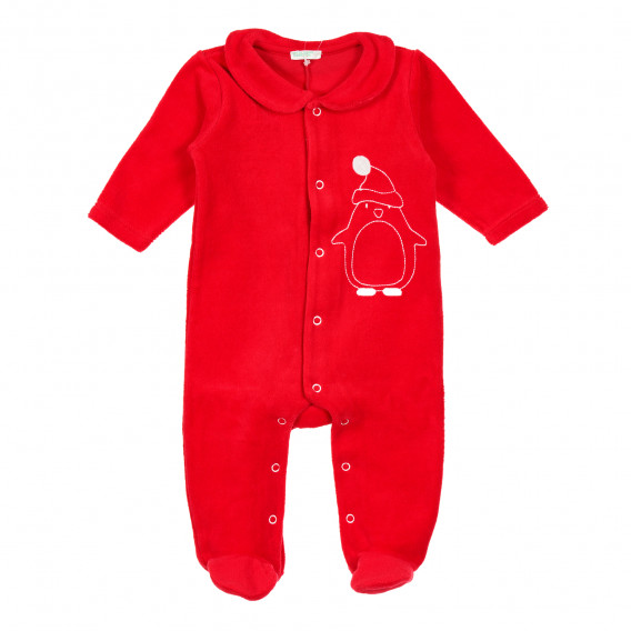 Βελούδινο Χριστουγεννιάτικο φορμάκι σε κόκκινο χρώμα για μωρό Benetton 213224 