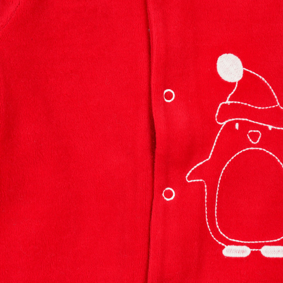 Βελούδινο Χριστουγεννιάτικο φορμάκι σε κόκκινο χρώμα για μωρό Benetton 213225 2