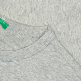 Μακρυμάνικη γκρι βαμβακερή μπλούζα με επιγραφή Danger zone Benetton 213241 3
