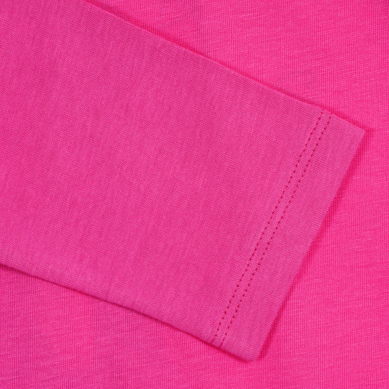 Ροζ βαμβακερή μπλούζα με μακριά μανίκια και σχέδιο Benetton 213562 2