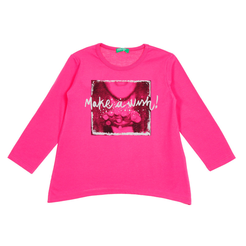 Ροζ μπλούζα με μακριά μανίκια και εκτύπωση με μπροκάρ  213871