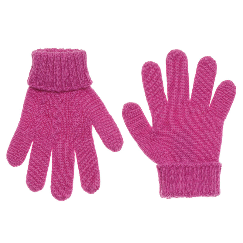 Χειμερινά γάντια με ανάγλυφο πλεκτό, ροζ  214344