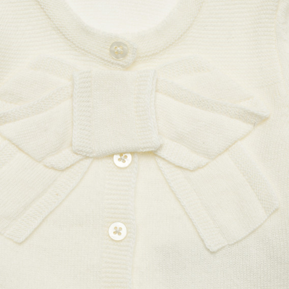 Ζακέτα με διακοσμητική κορδέλα για μωρά, λευκή Benetton 214408 2
