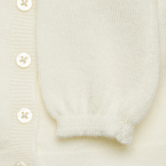 Ζακέτα με διακοσμητική κορδέλα για μωρά, λευκή Benetton 214409 3