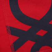Κόκκινο βαμβακερό παντελόνι με λογότυπο μάρκας Benetton 214433 3