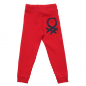 Κόκκινο βαμβακερό παντελόνι με λογότυπο μάρκας Benetton 214434 4