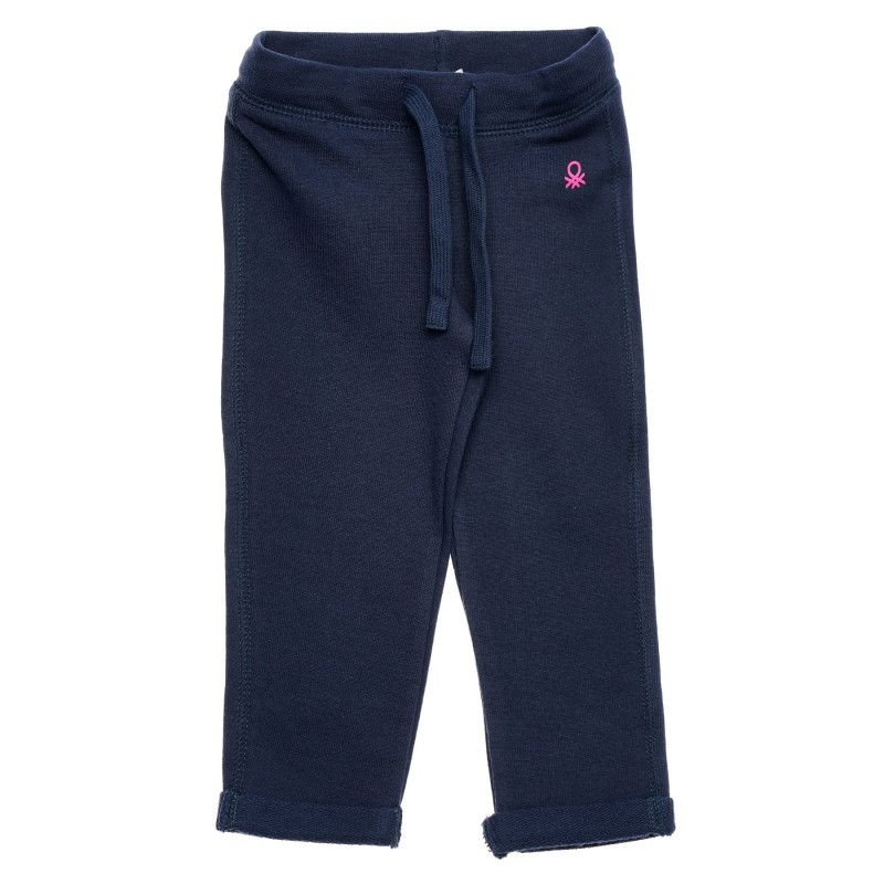 Βαμβακερό παντελόνι με ροζ λογότυπο, μπλε  214602