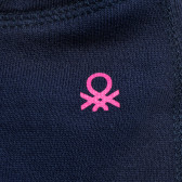 Βαμβακερό παντελόνι με ροζ λογότυπο, μπλε Benetton 214632 3
