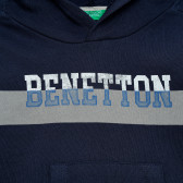 Βαμβακερό φούτερ με επιγραφή μάρκας, σκούρο μπλε Benetton 214696 2