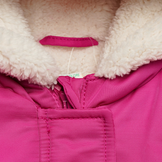 Χειμερινό μπουφάν με κουκούλα για κοριτσάκια, ροζ Benetton 214793 2