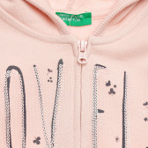 Βαμβακερό φούτερ με την επιγραφή LOVELY, ροζ Benetton 215689 2