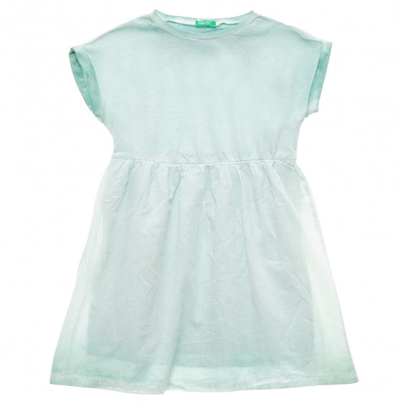 Βαμβακερό φόρεμα με ελαστική μέση σε χρώμα μέντας Benetton 215692 