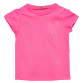 Βαμβακερό μπλουζάκι με καρδιά, ροζ Benetton 215703 