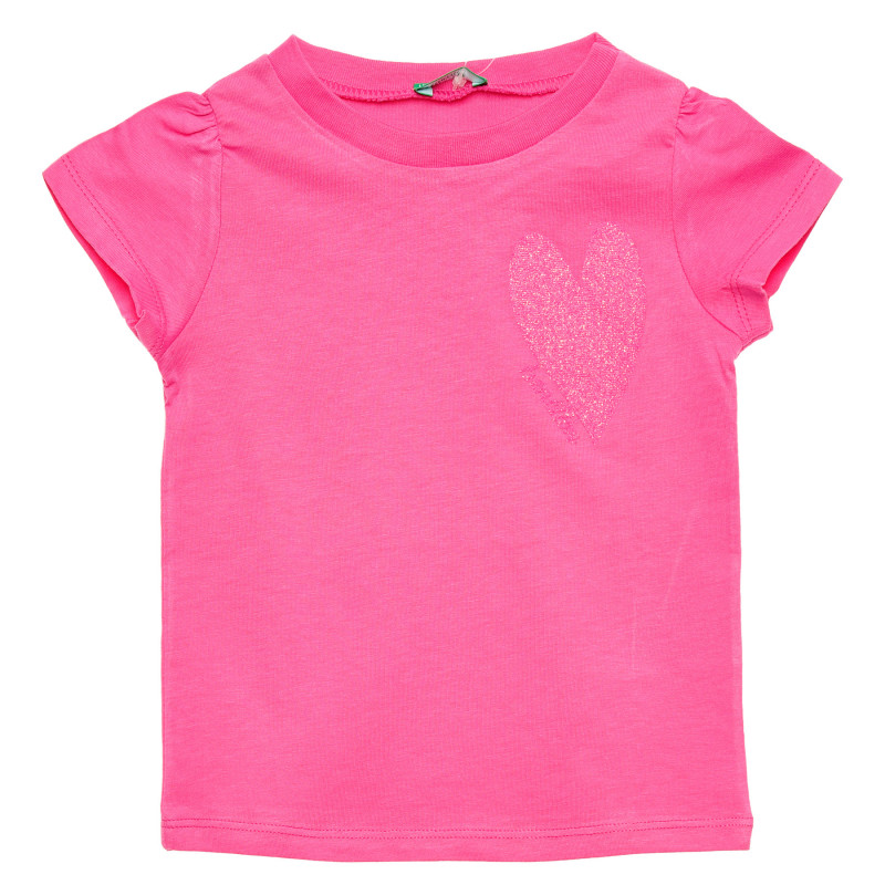 Βαμβακερό μπλουζάκι με καρδιά, ροζ  215703
