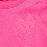 Βαμβακερό μπλουζάκι με καρδιά, ροζ Benetton 215704 2