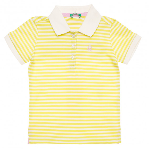 Βαμβακερή μπλούζα με κοντά μανίκια και το λογότυπο της μάρκας, πολύχρωμη Benetton 215735 