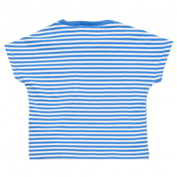 Βαμβακερή μπλούζα με κοντά μανίκια και το λογότυπο της μάρκας σε λευκό και μπλε Benetton 215770 4