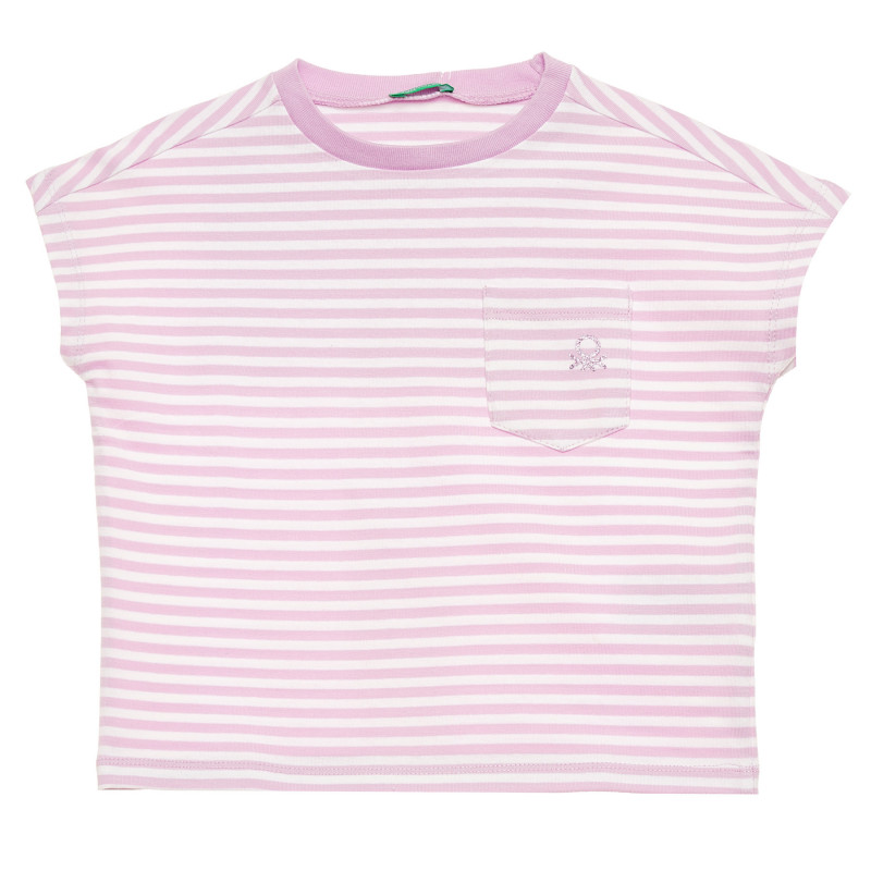 Βαμβακερή μπλούζα με κοντά μανίκια και το λογότυπο της μάρκας σε λευκό και μοβ χρώμα  215771