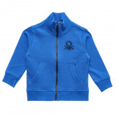 Βαμβακερή αθλητική μπλούζα με κεντητό λογότυπο για μωρά, μπλε Benetton 215775 