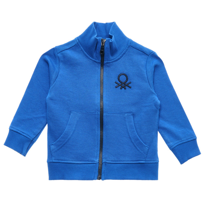 Βαμβακερή αθλητική μπλούζα με κεντητό λογότυπο για μωρά, μπλε  215775