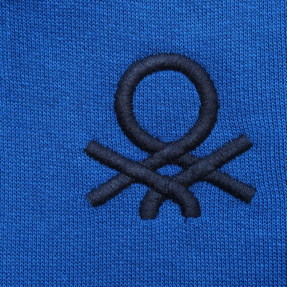 Βαμβακερή αθλητική μπλούζα με κεντητό λογότυπο για μωρά, μπλε Benetton 215776 2