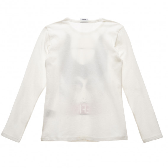 Βαμβακερή μπλούζα με μακριά μανίκια, σε λευκό χρώμα Benetton 215817 4