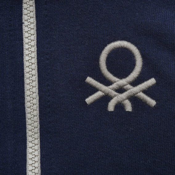 Βαμβακερή μπλούζα με κεντητό λογότυπο, σε σκούρο μπλε Benetton 215917 2
