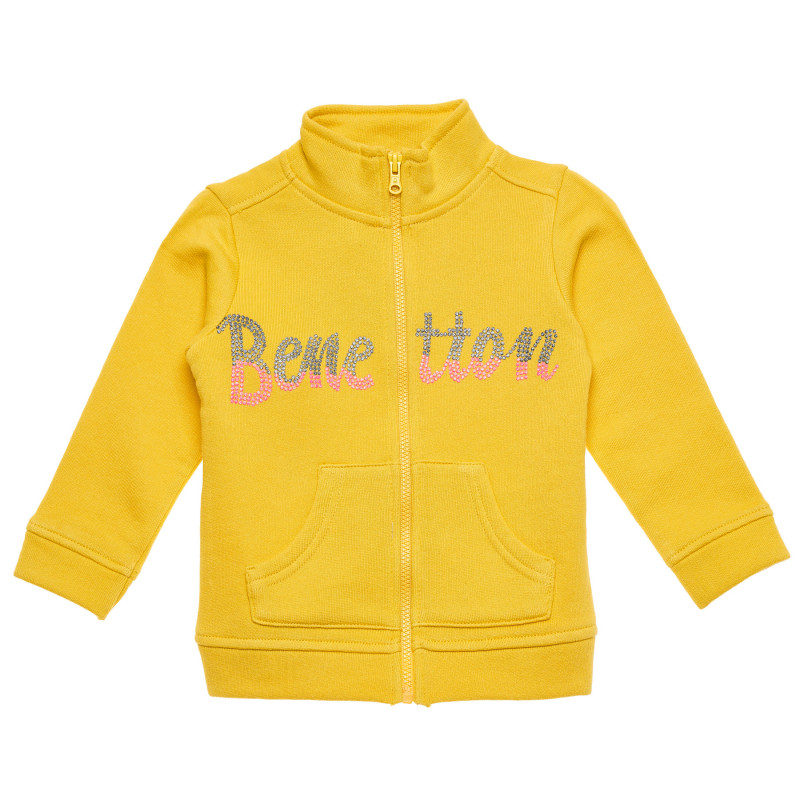 Βαμβακερή μπλούζα με τα γράμματα της μάρκας για μωρά, κίτρινη  215969