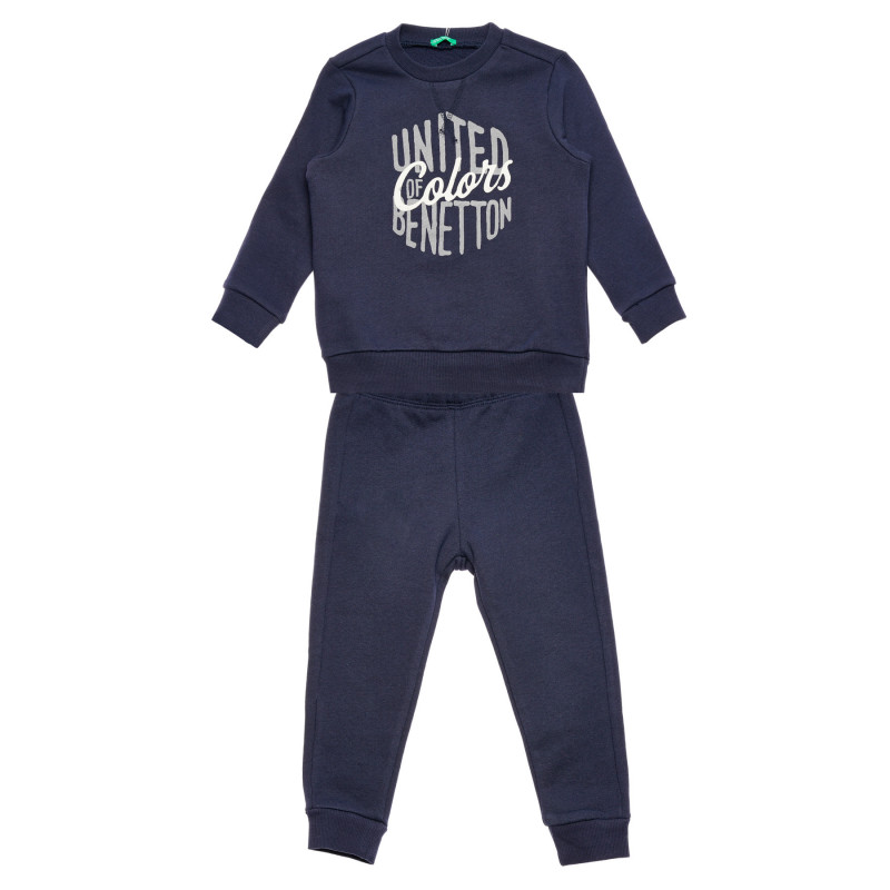 Βαμβακερή μπλούζα με μακριά μανίκια και παντελόνι για ένα μωρό, μπλε  215973