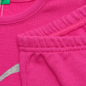 Σετ βαμβακερή μπλούζα με μακριά μανίκια και παντελόνι, ροζ Benetton 215982 5