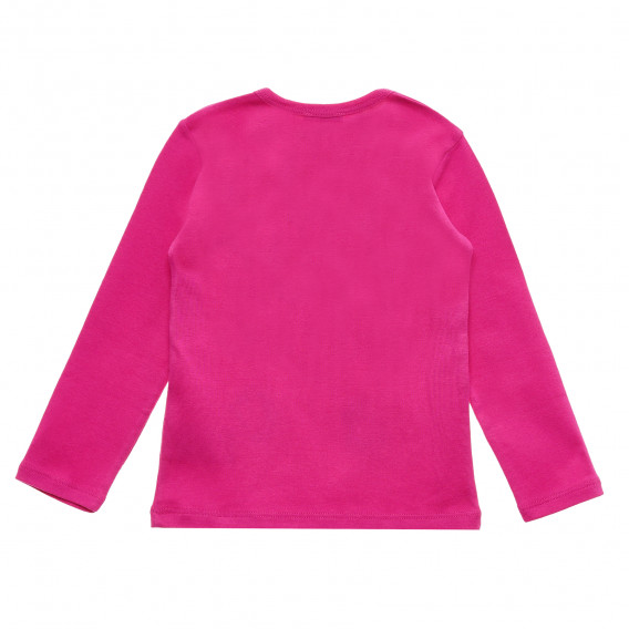 Βαμβακερή μπλούζα με γράμματα με τη μάρκα, ροζ Benetton 215990 4
