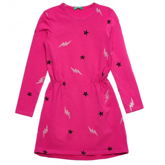 Φόρεμα με τύπωμα με εικόνες, ροζ Benetton 215991 