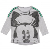 Βαμβακερή μπλούζα με σχέδιο Mickey Mouse, γκρι Benetton 215995 