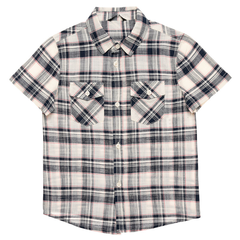 Βαμβακερό καρό πουκάμισο με κοντά μανίκια  216015