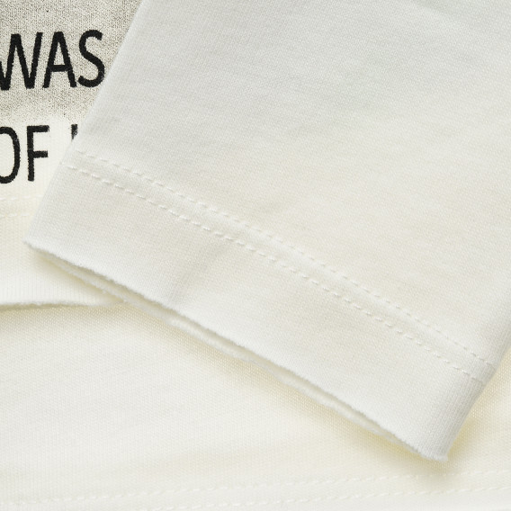 Βαμβακερή μπλούζα με μακριά μανίκια και γράμματα, σε λευκό Benetton 216089 3
