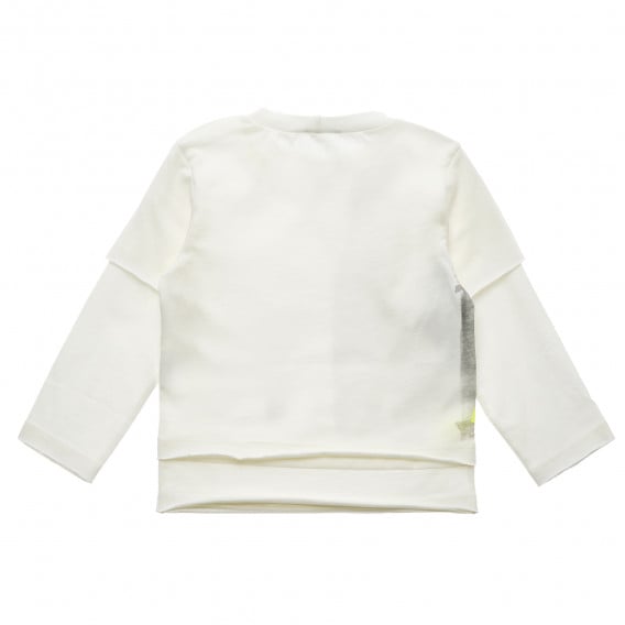 Βαμβακερή μπλούζα με μακριά μανίκια και γράμματα, σε λευκό Benetton 216090 4