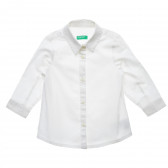 Βαμβακερό πουκάμισο με μακριά μανίκια, σε λευκό Benetton 216103 