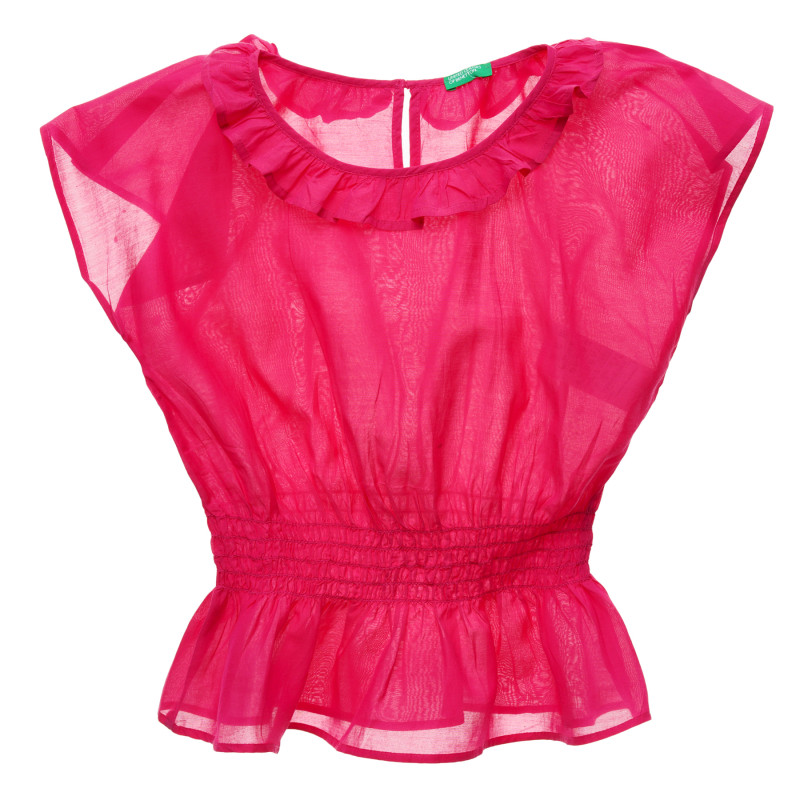 Μπλούζα με κοντά μανίκια και ελαστική μέση, ροζ  216111