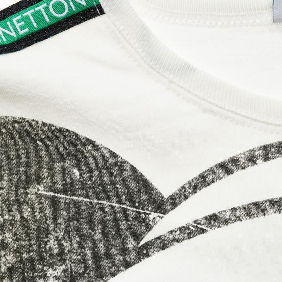 Βαμβακερή μπλούζα με σχέδιο Mickey Mouse, λευκή Benetton 216116 2