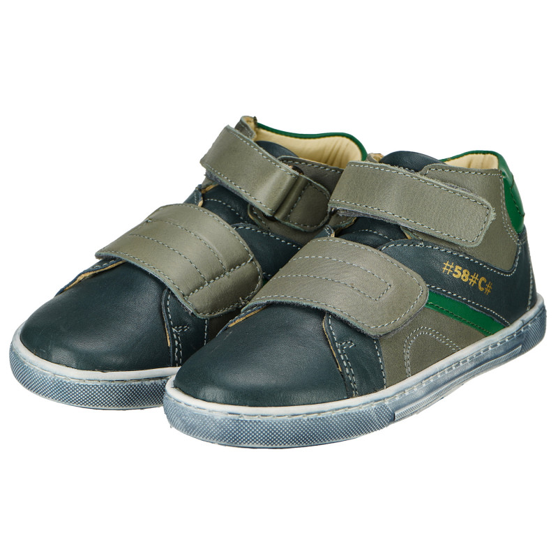 Δερμάτινα παπούτσια για αγόρια με πράσινες λεπτομέρειες  216330