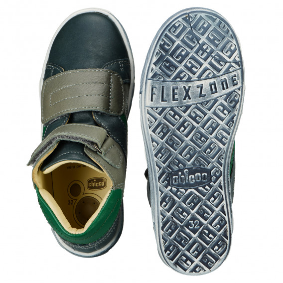 Δερμάτινα παπούτσια για αγόρια με πράσινες λεπτομέρειες Chicco 216332 3
