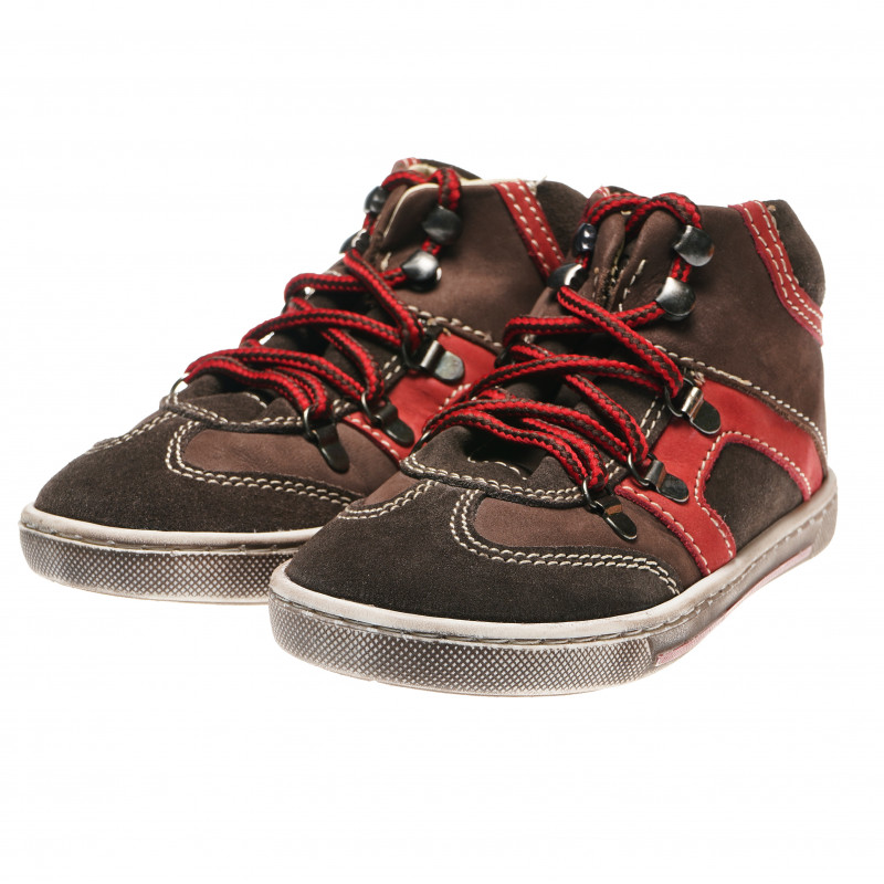 Δερμάτινα παπούτσια για αγόρια με κόκκινα κορδόνια  216333