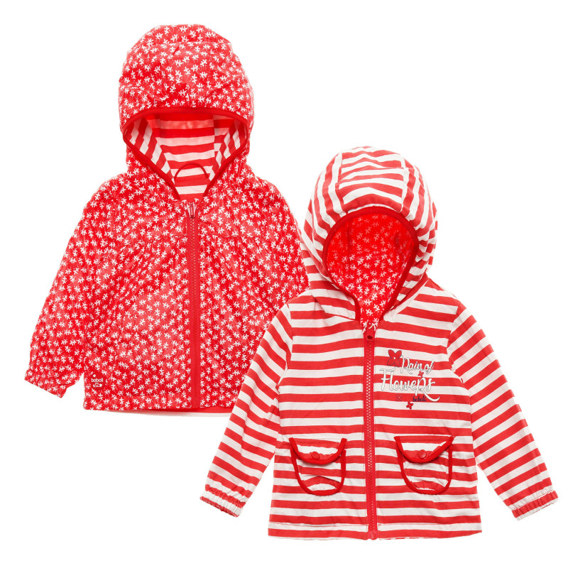 Κοριτσίστικο jacket 2 όψεων με κουκούλα, κόκκινο  216599