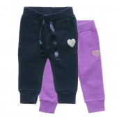 2 τεμάχια αθλητικά βαμβακερά παντελόνια με καρδιά για κορίτσια μωβ και μαύρο Chicco 216630 