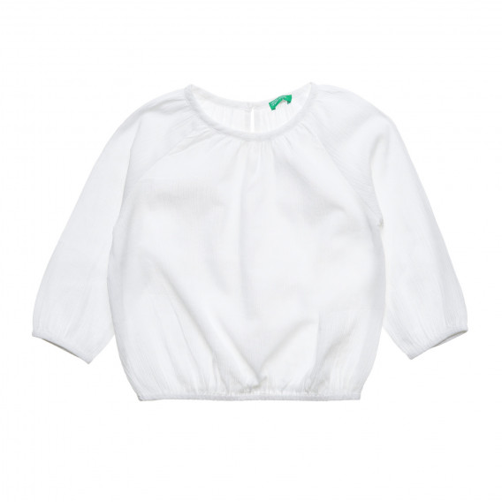 Λευκή, βαμβακερή, μακρυμάνικη μπλούζα, για κορίτσι Benetton 216904 