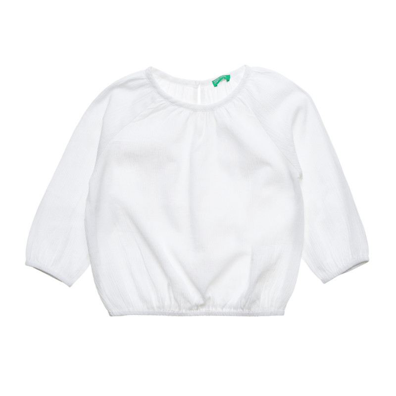 Λευκή, βαμβακερή, μακρυμάνικη μπλούζα, για κορίτσι  216904