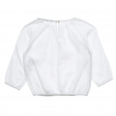 Λευκή, βαμβακερή, μακρυμάνικη μπλούζα, για κορίτσι Benetton 216907 4
